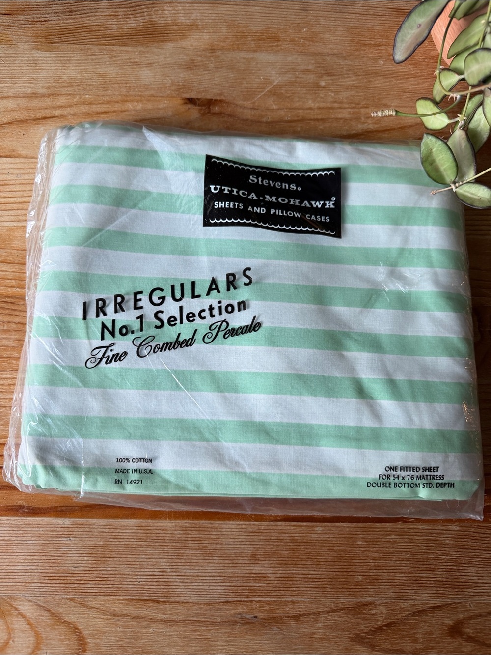 Vintage Stevens Utica-Mohawk Striped Fitted Sheet